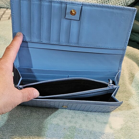 Gucci Wallet GG Microguccissima Continental Blue Buttery Soft Leather Wallet EUC - Picture 10 of 17